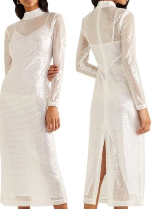 STAUD Dresses & Skirts - STAUD White Sequin Midi Dress